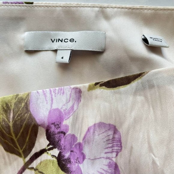Vince Tropical Garden Flowers Palm Trees Print Crepe Midi Skirt Size 4 - Picture 9 of 10